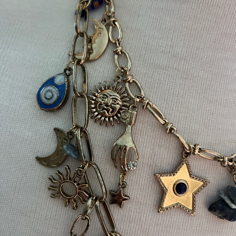 Free People Stargirl Maxamillion Gold and Blue Celestial Charm Necklace - Picture 4 of 5